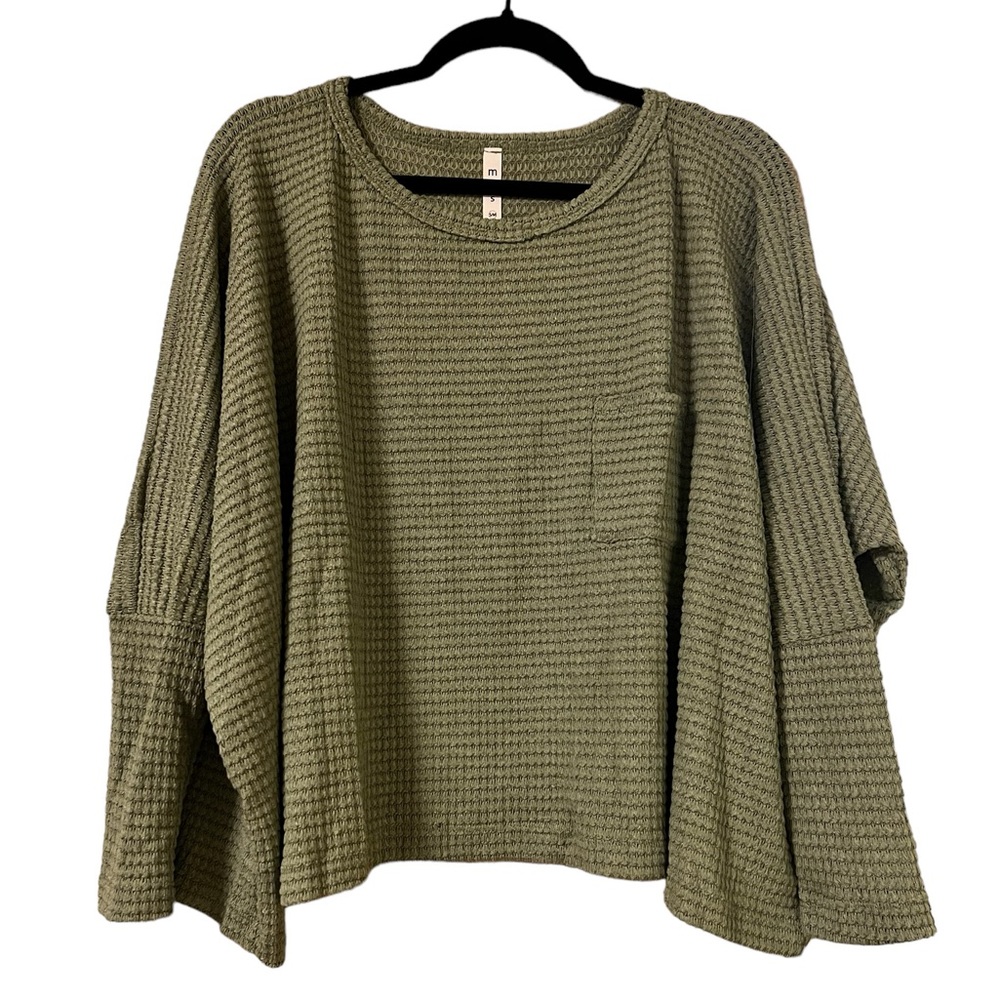 NWOT Melody Thomas Studio Long Sleeve Waffle Knit Top